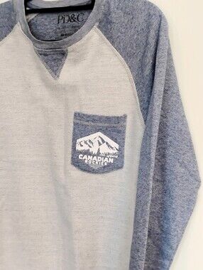 PD&C Canadian Rockies Two-Tone Blue and Heather Blue/Gray Crewneck Sweater